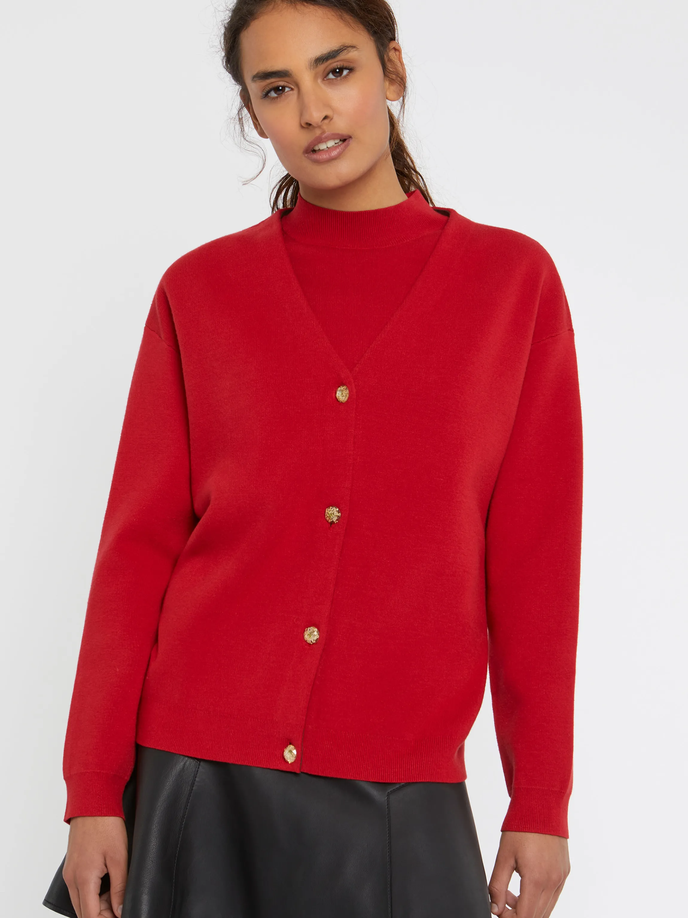 Hot Cardigan Double Face A Boutons Bijou Femme Pulls Et Cardigans