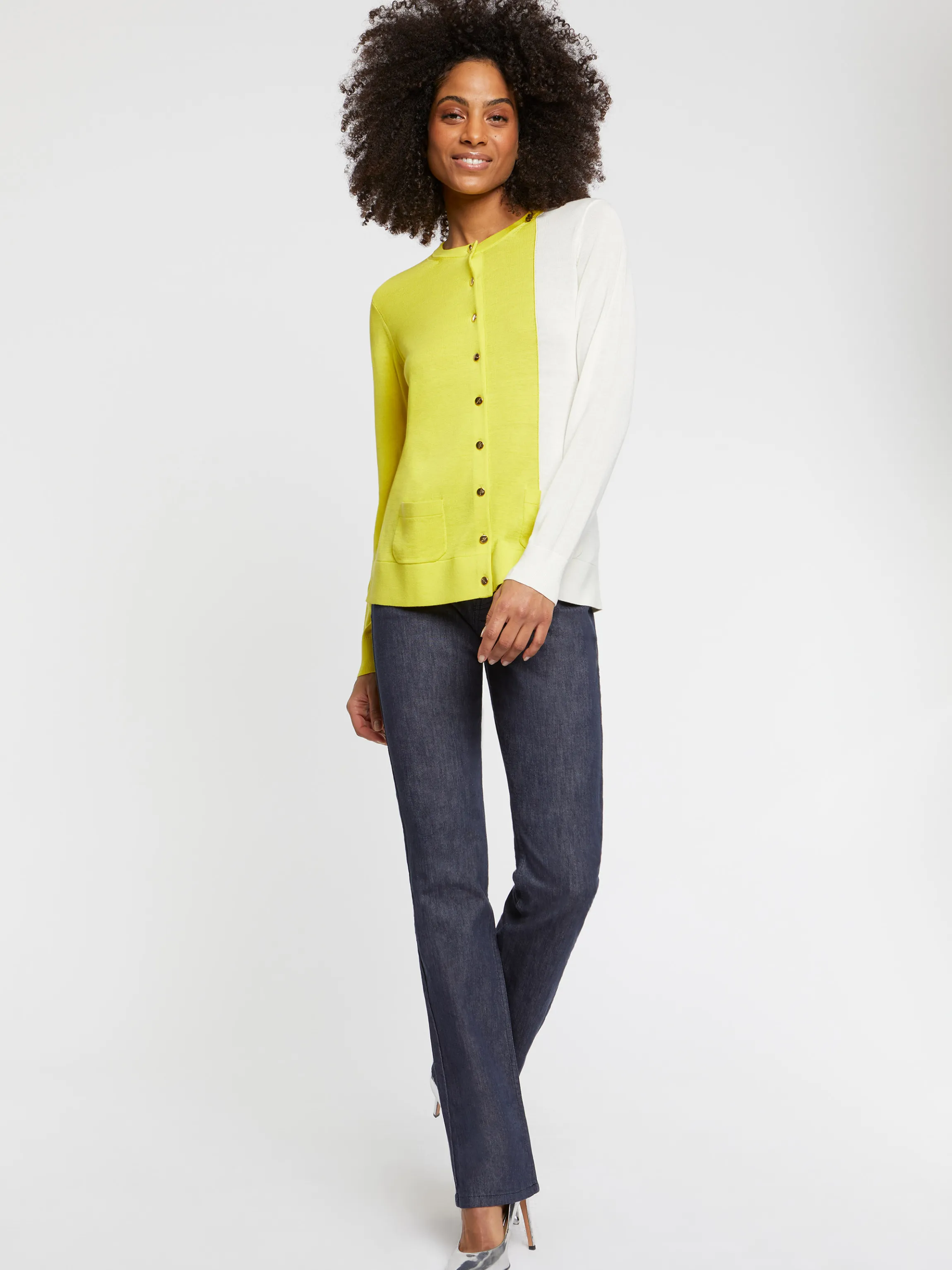 Best Sale Gilet Bicolore En Soie Et Coton Femme Pulls Et Cardigans