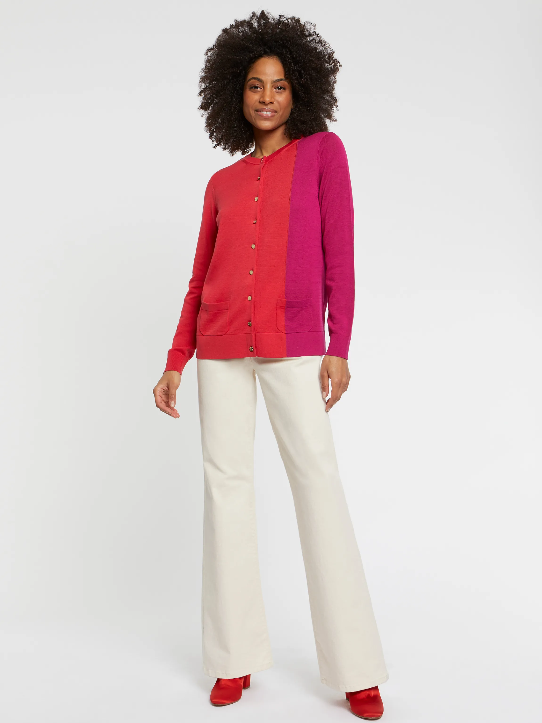 Best Gilet Bicolore En Soie Et Coton Femme Pulls Et Cardigans