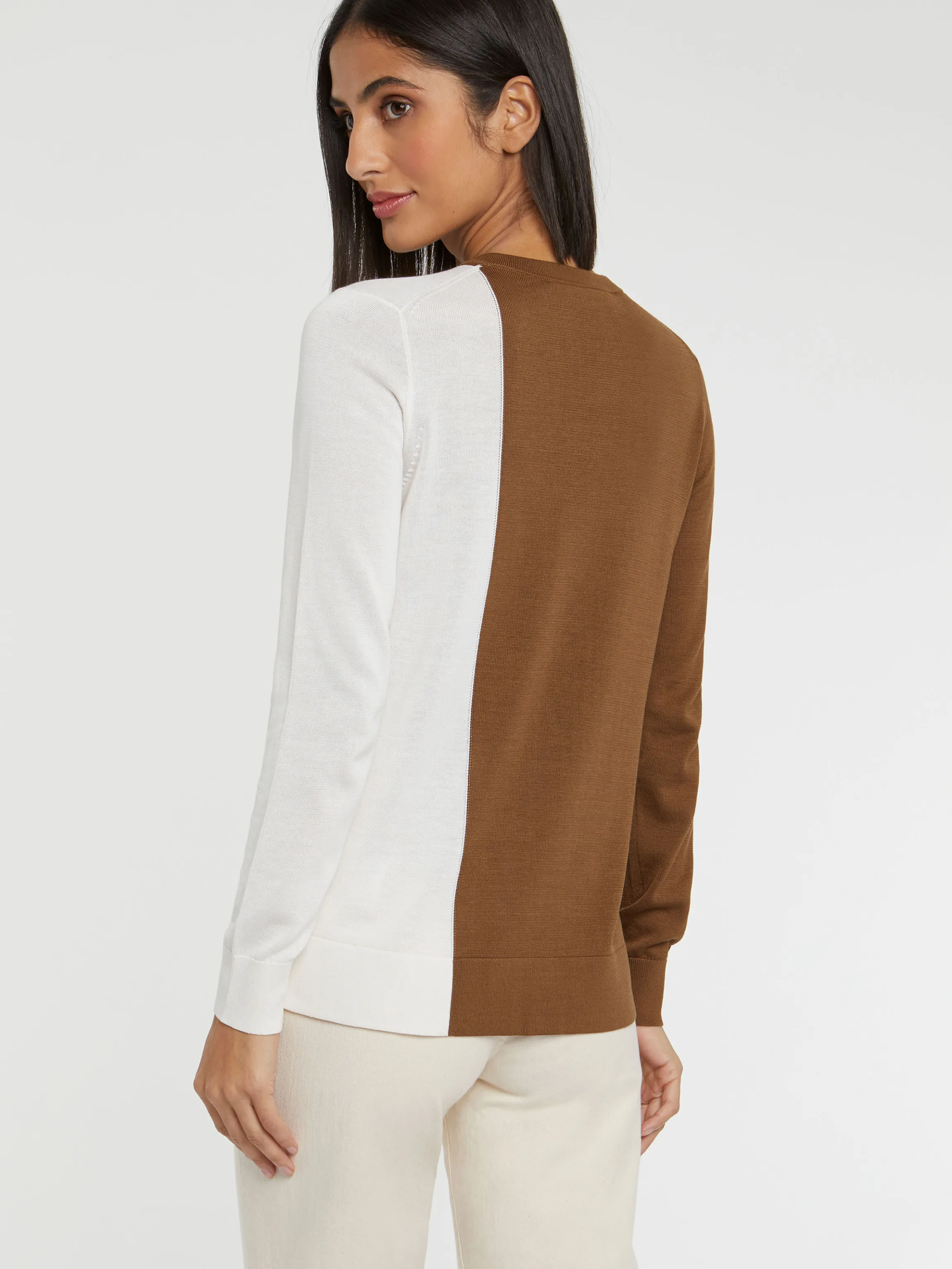 New Gilet Bicolore En Soie Et Coton Femme Pulls Et Cardigans
