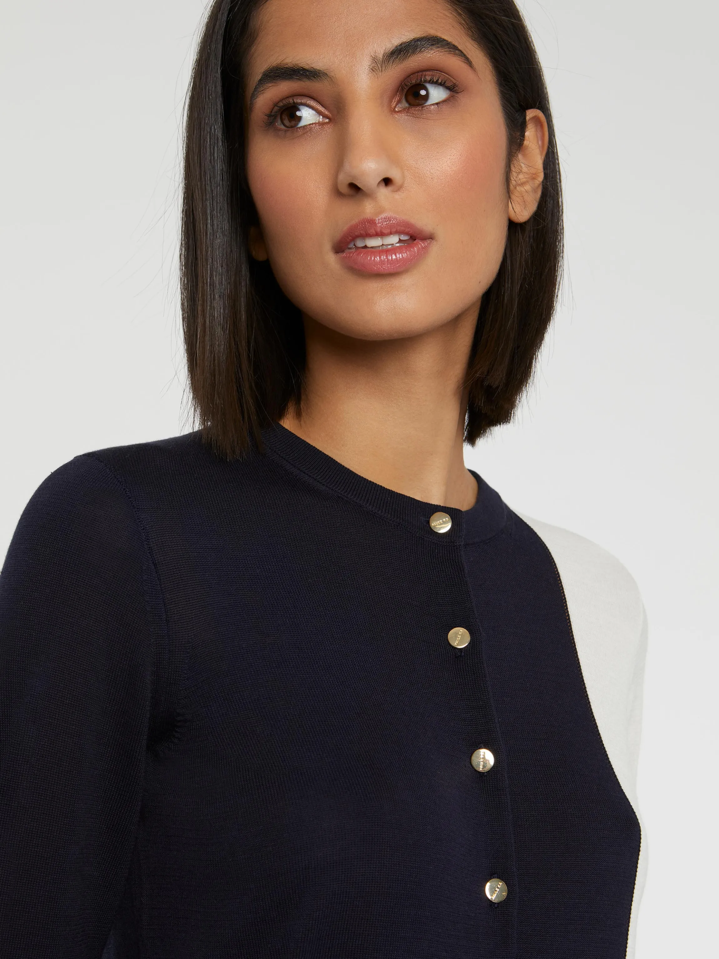 Sale Gilet Bicolore En Soie Et Coton Femme Pulls Et Cardigans