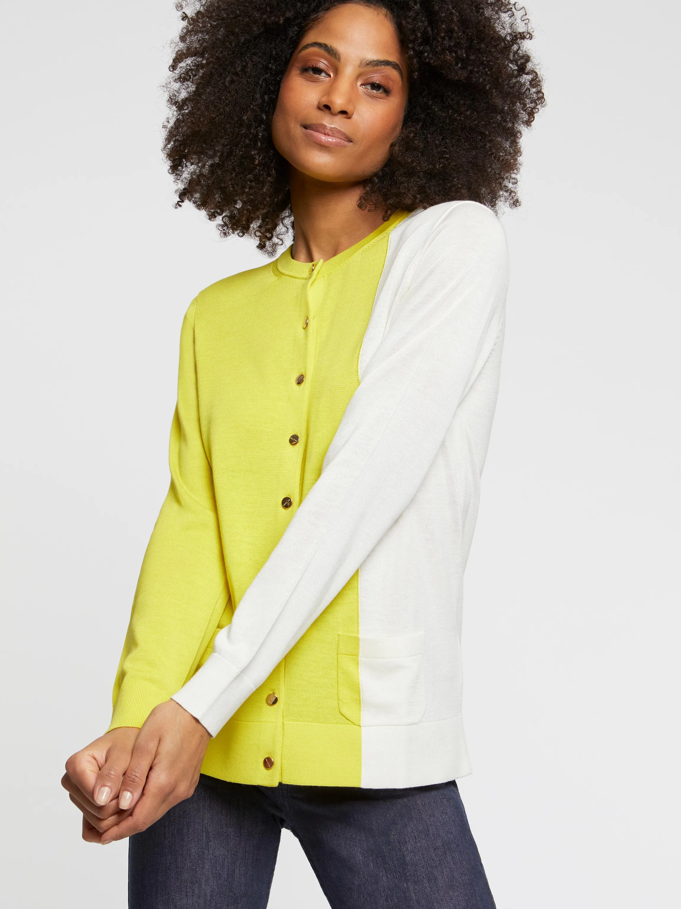 Best Sale Gilet Bicolore En Soie Et Coton Femme Pulls Et Cardigans
