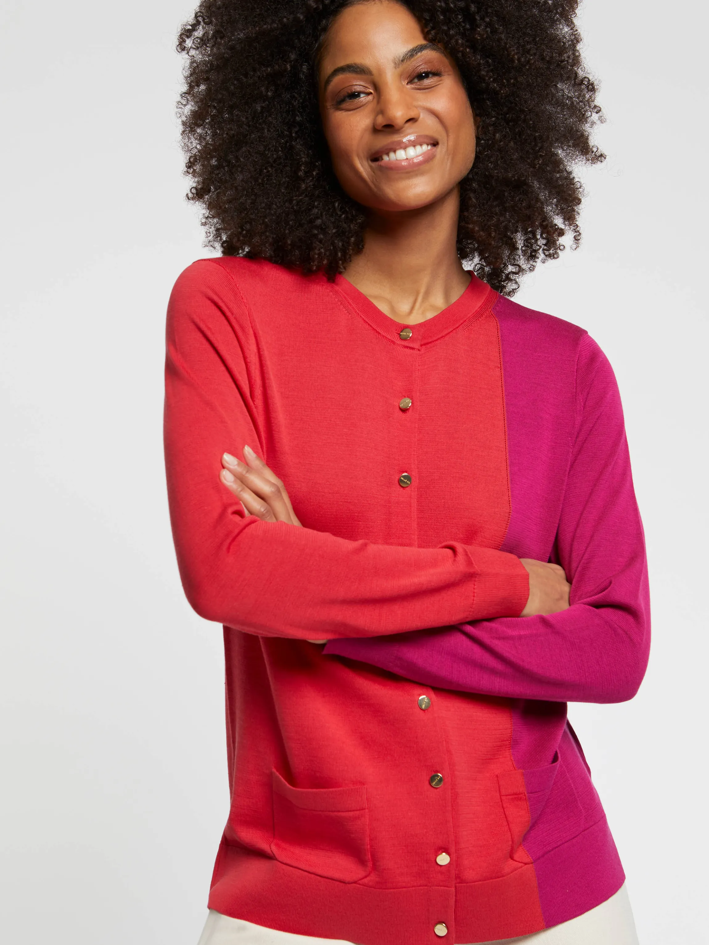 Best Gilet Bicolore En Soie Et Coton Femme Pulls Et Cardigans