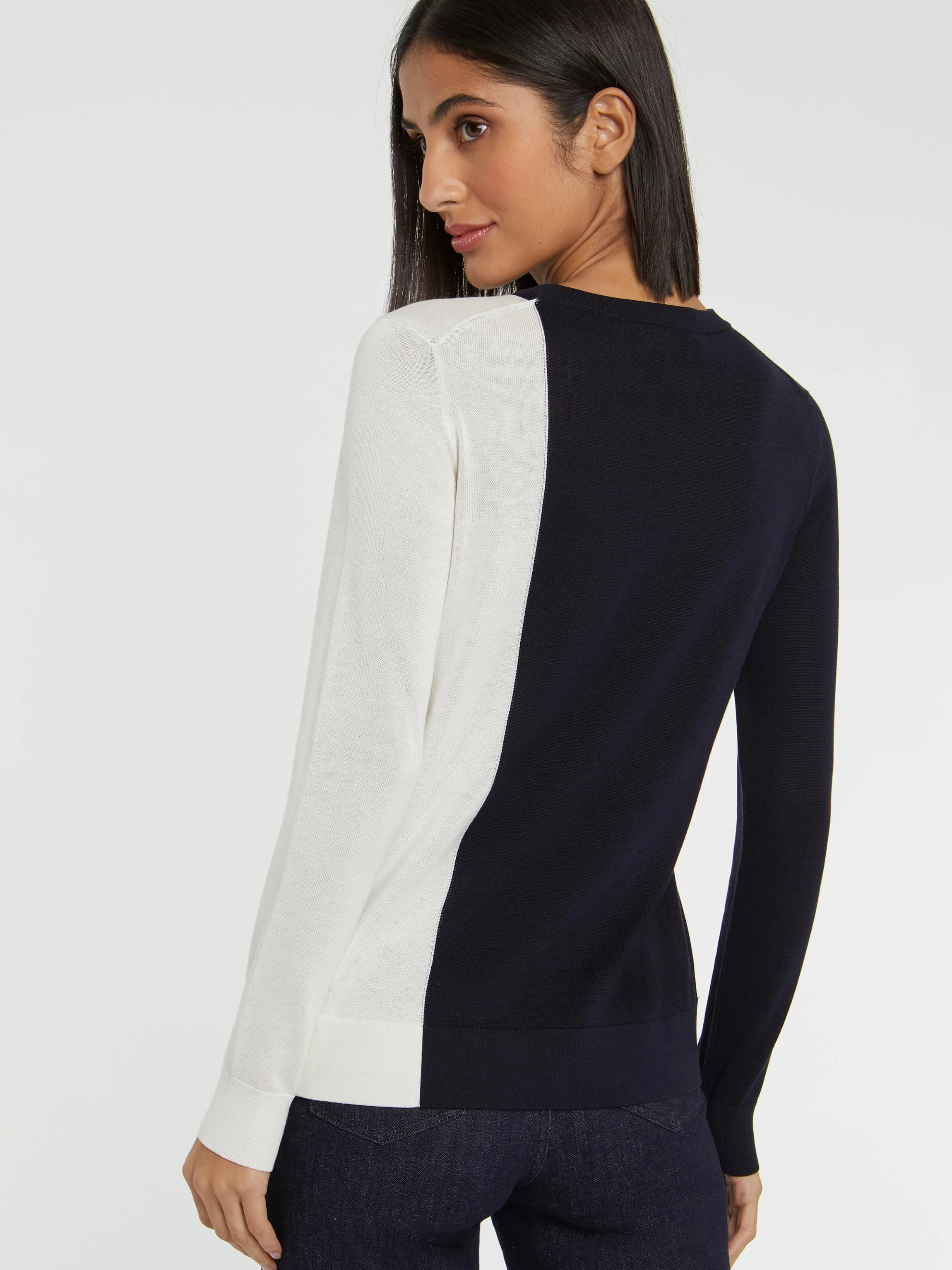 Sale Gilet Bicolore En Soie Et Coton Femme Pulls Et Cardigans