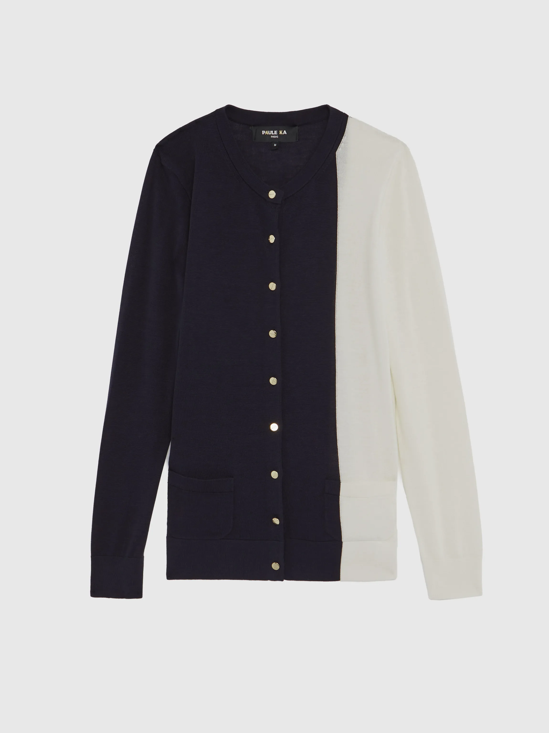 Sale Gilet Bicolore En Soie Et Coton Femme Pulls Et Cardigans