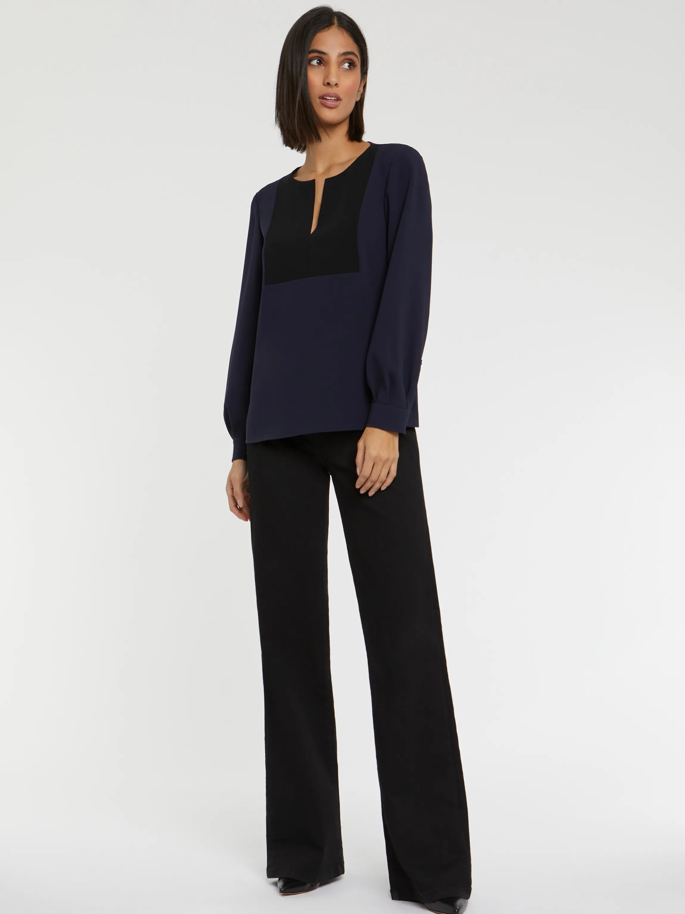 Sale Haut Bicolore En Tissu Crepe Femme Tops
