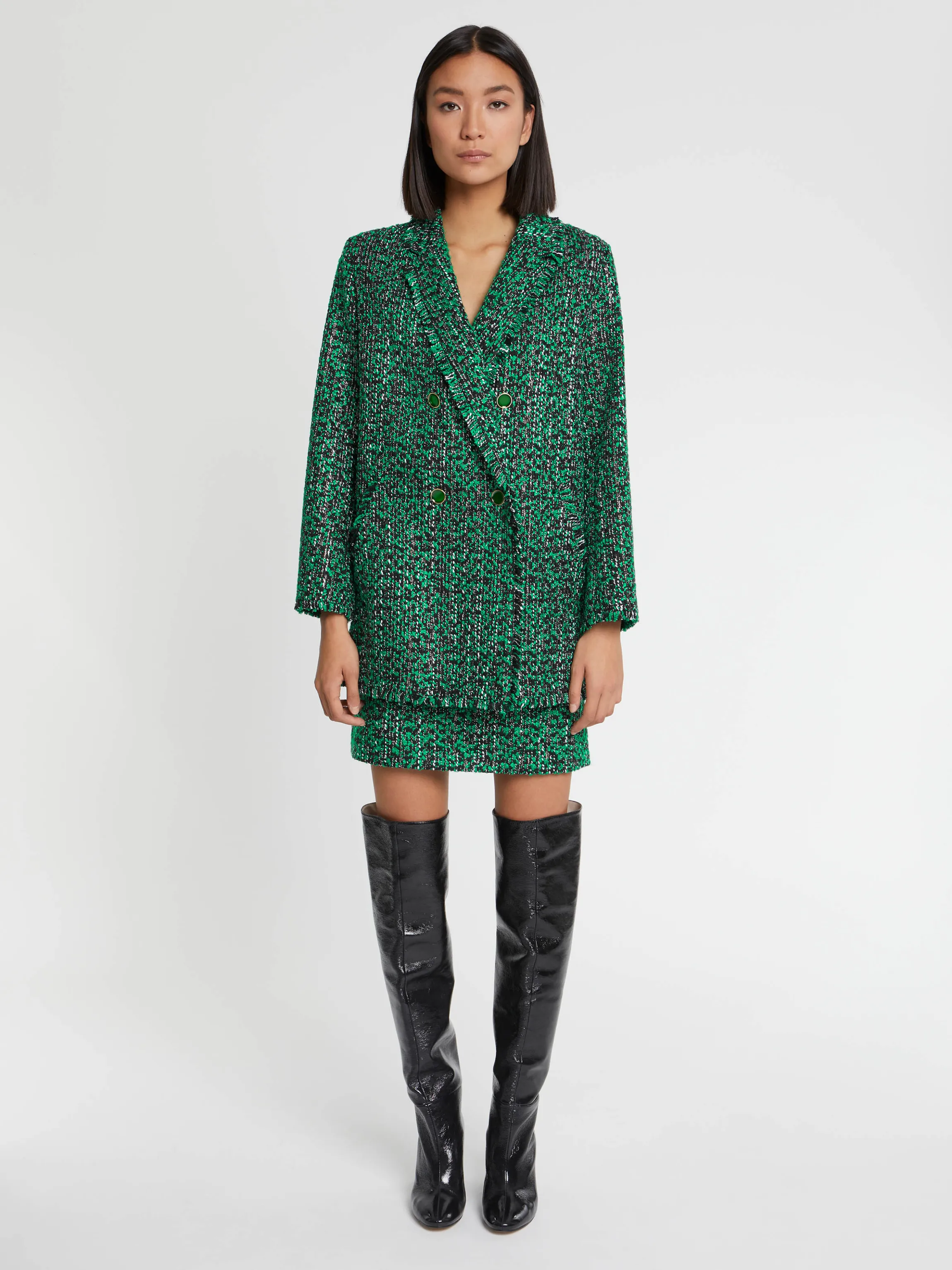 Cheap Mini Jupe En Tweed Bicolore Femme Jupes
