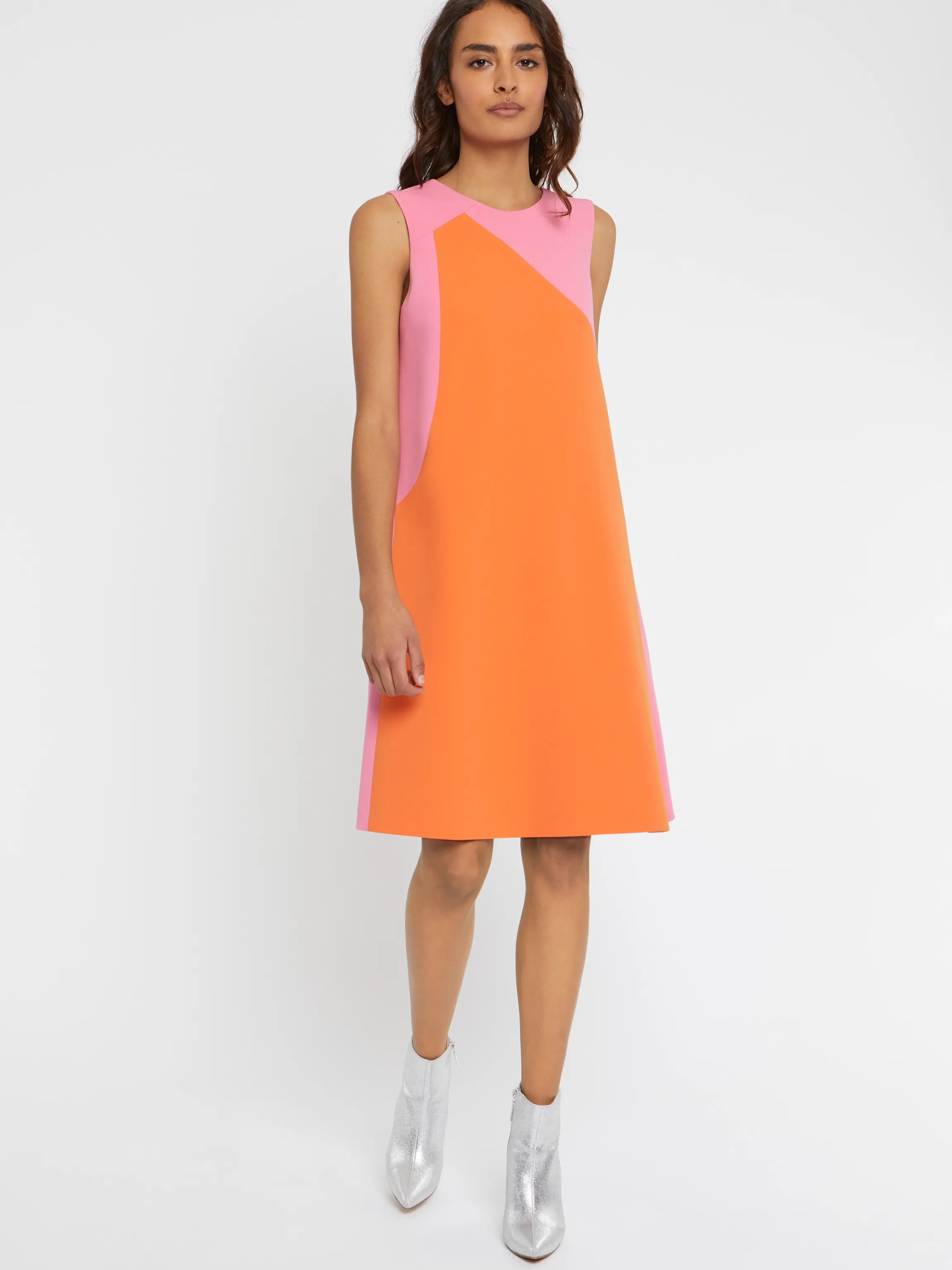 Store Robe Courte Bicolore En Tissu Crepe Femme Robes