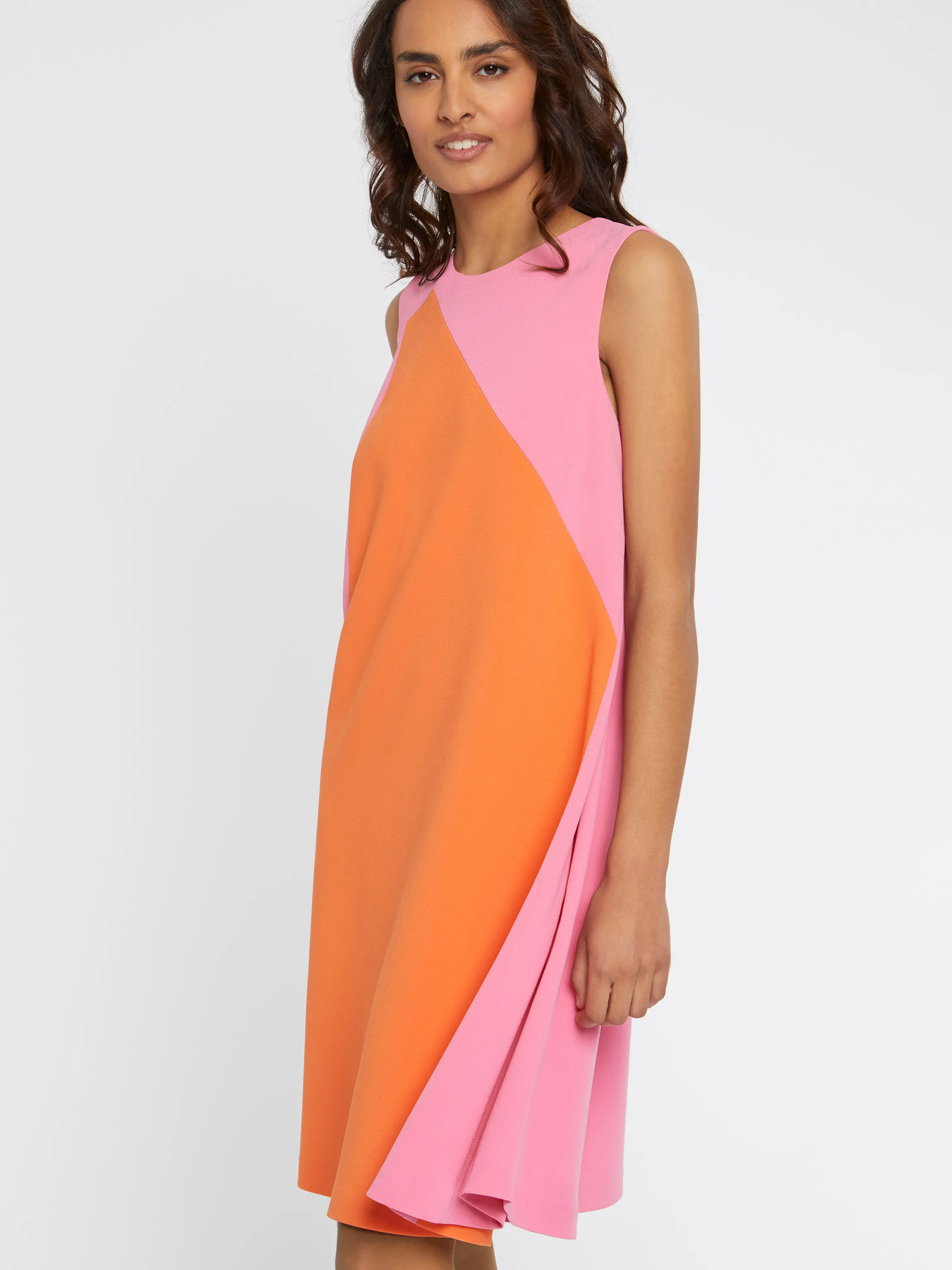 Store Robe Courte Bicolore En Tissu Crepe Femme Robes