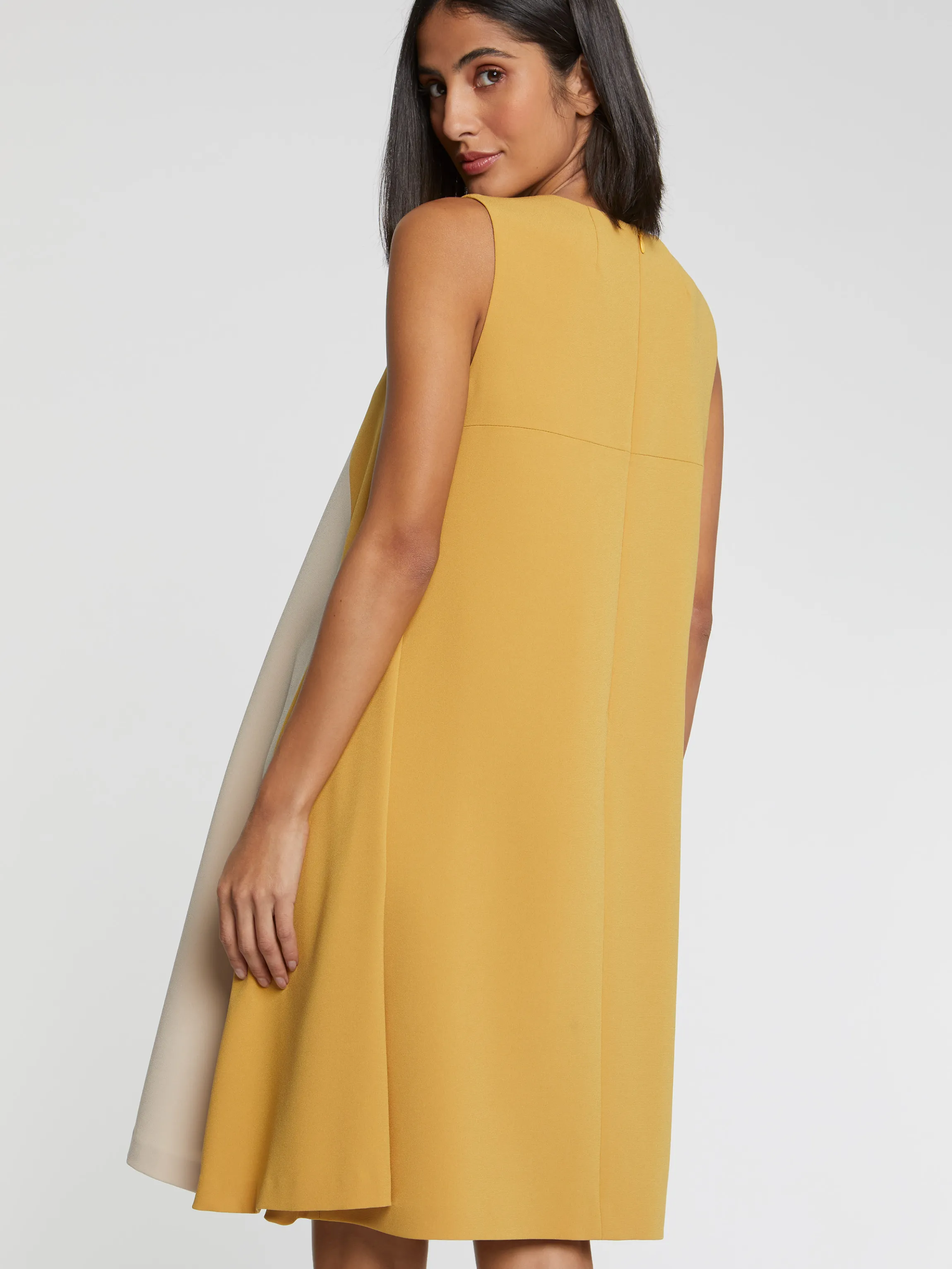 Fashion Robe Courte Bicolore En Tissu Crepe Femme Robes
