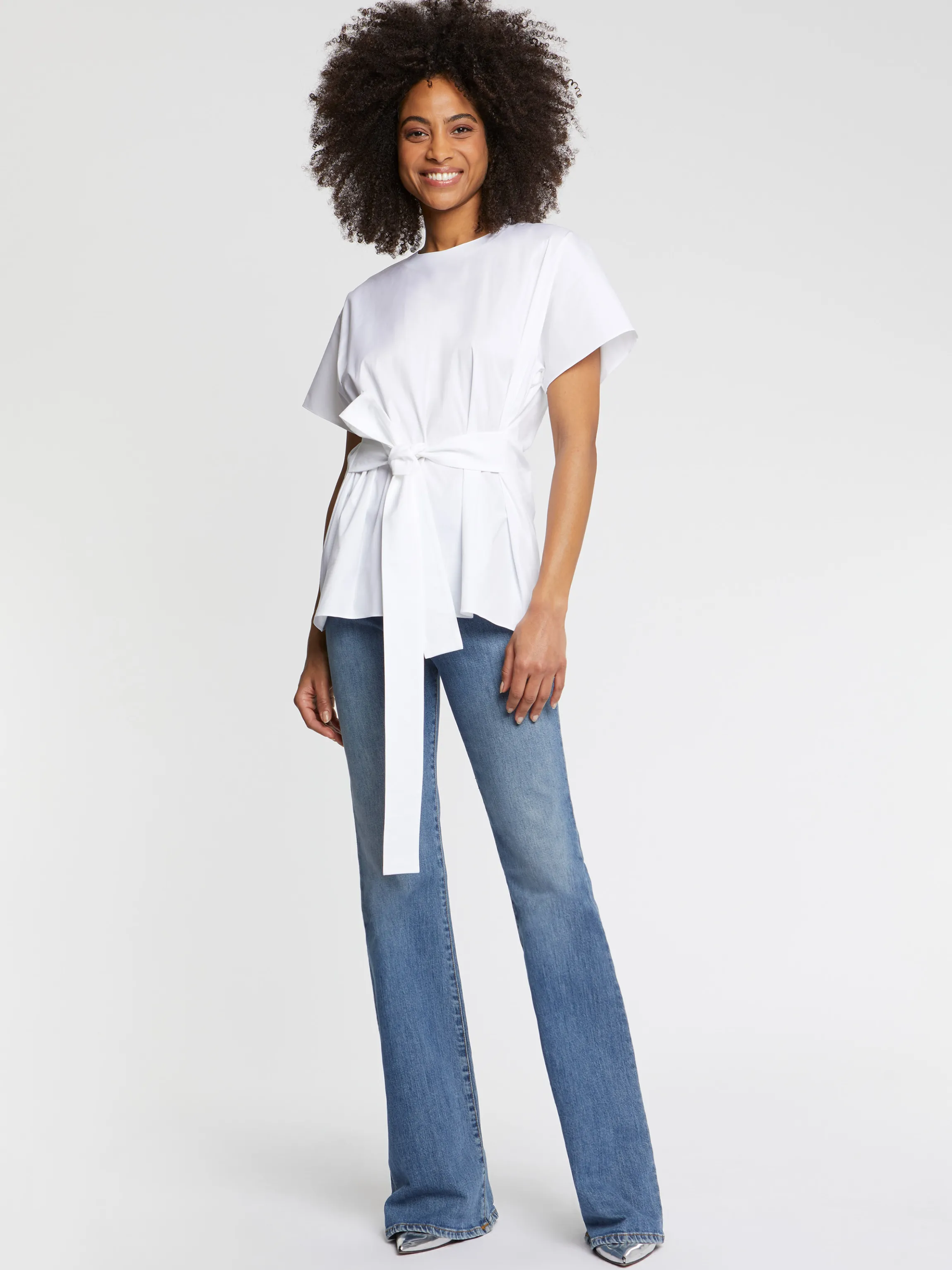 Hot Top Noue A La Taille En Popeline De Coton Femme Tops