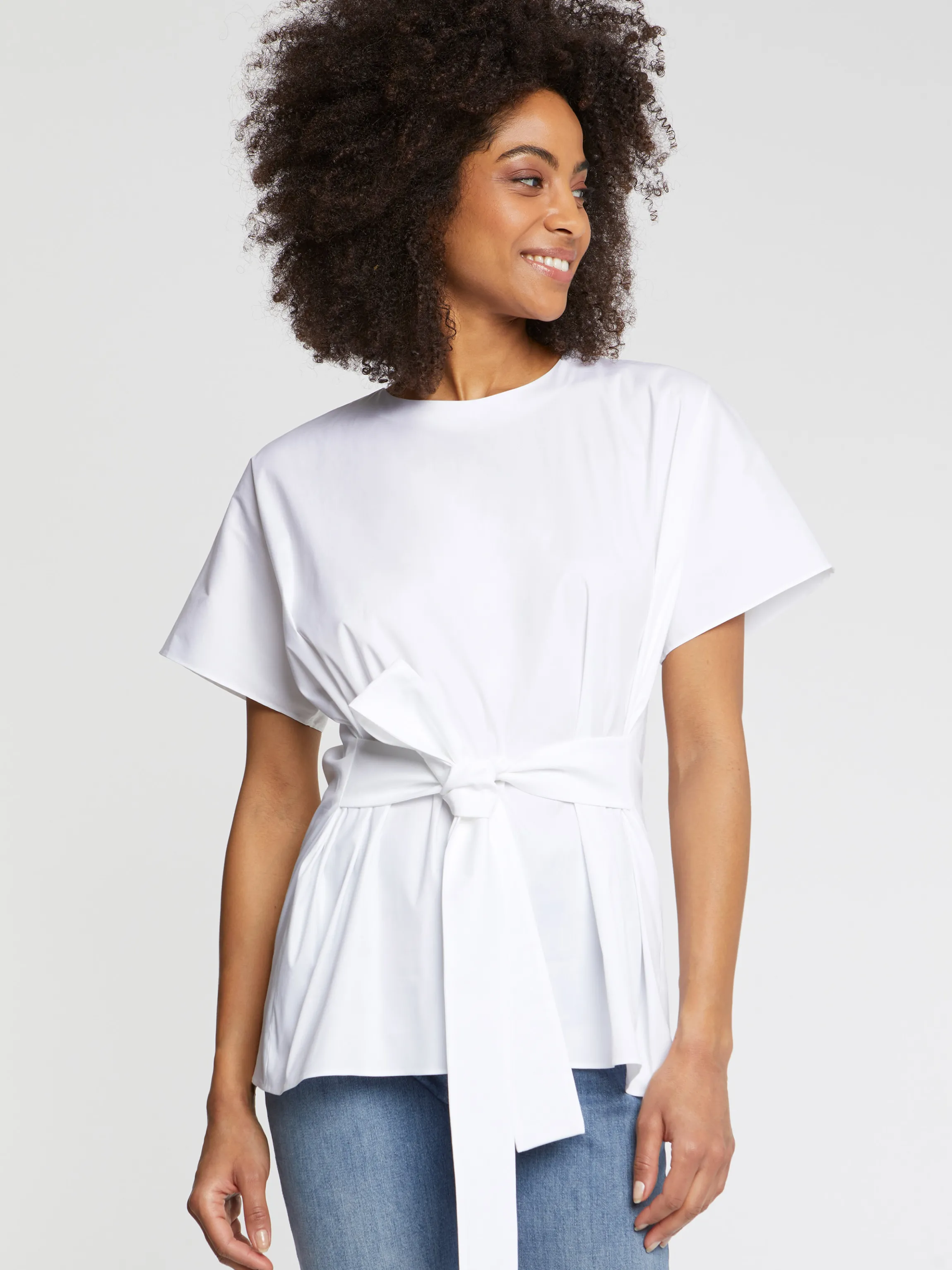 Hot Top Noue A La Taille En Popeline De Coton Femme Tops