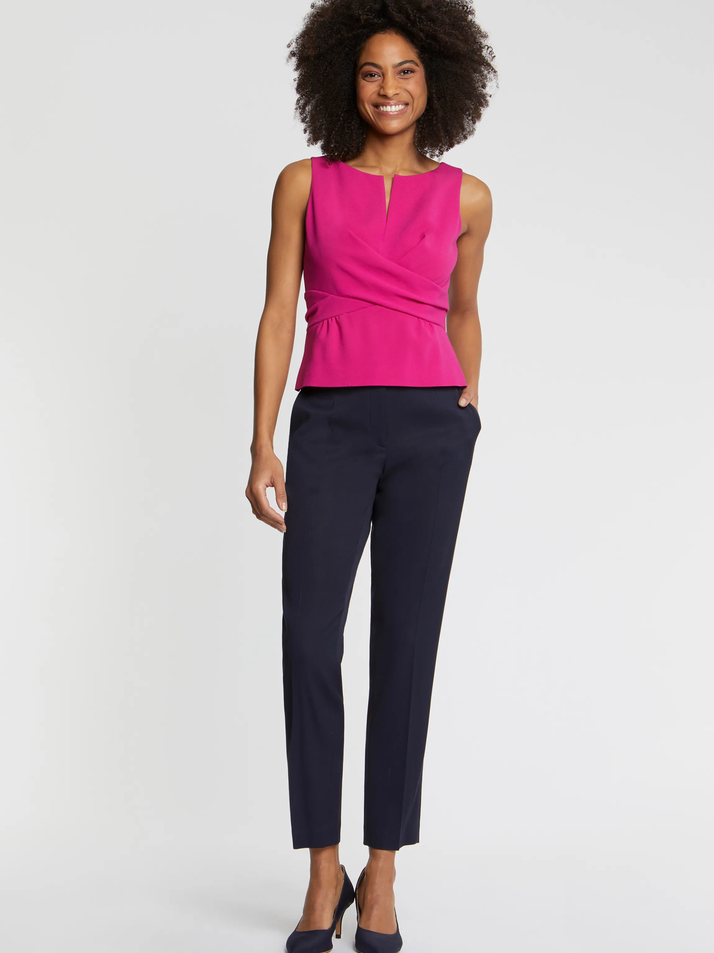 New Top Sans Manches En Crepe Envers Satin Femme Tops