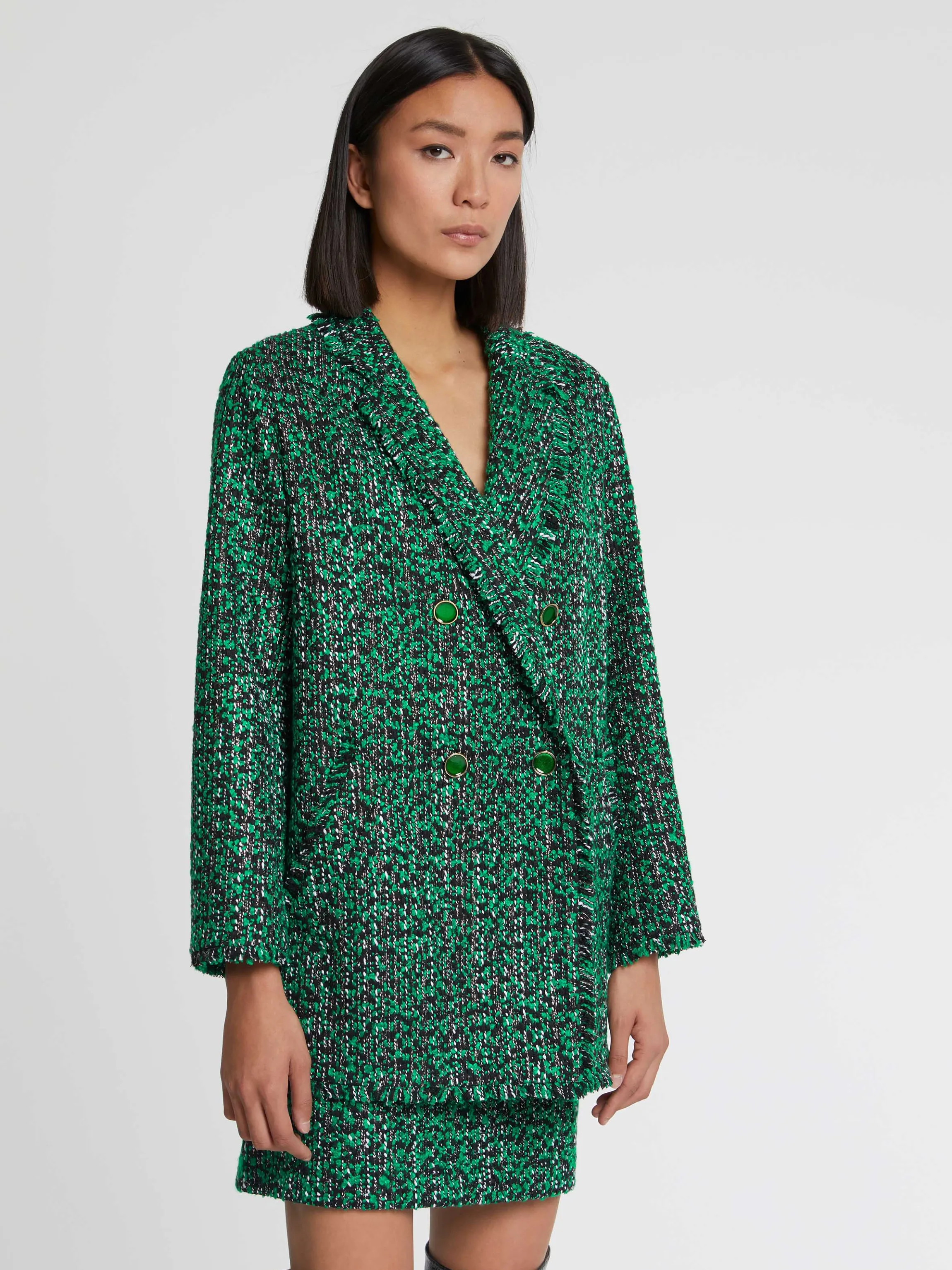 Flash Sale Veste Longue En Tweed Bicolore Femme Vestes